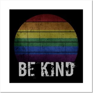 Be Kind Gay Les Pride LGBT Month Retro Posters and Art